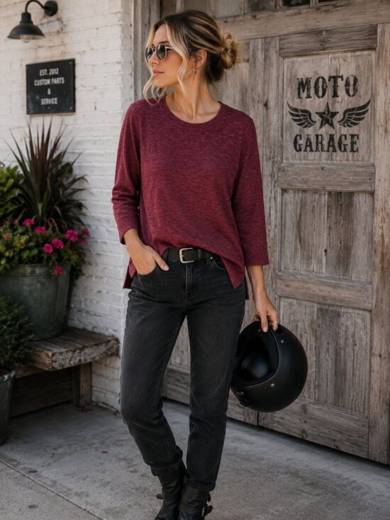 GAP Sweaters - GAP Women’s Crewneck Knit Top in Burgundy Size Medium 1028